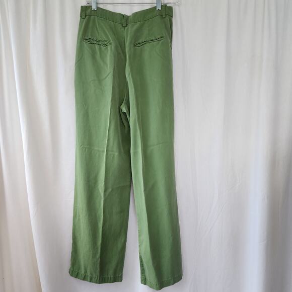Reformation Mason Green Pants Women's 8 petite Wide Leg Culottes Pleated Pockets - Picture 4 of 12